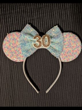30th Birthday Themed Sequin Pastel Disney Ear Headband
